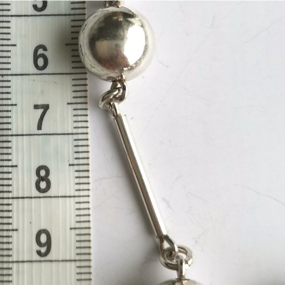 Vintage Sterling Silver ball bead necklace toggle - Picture 8 of 10